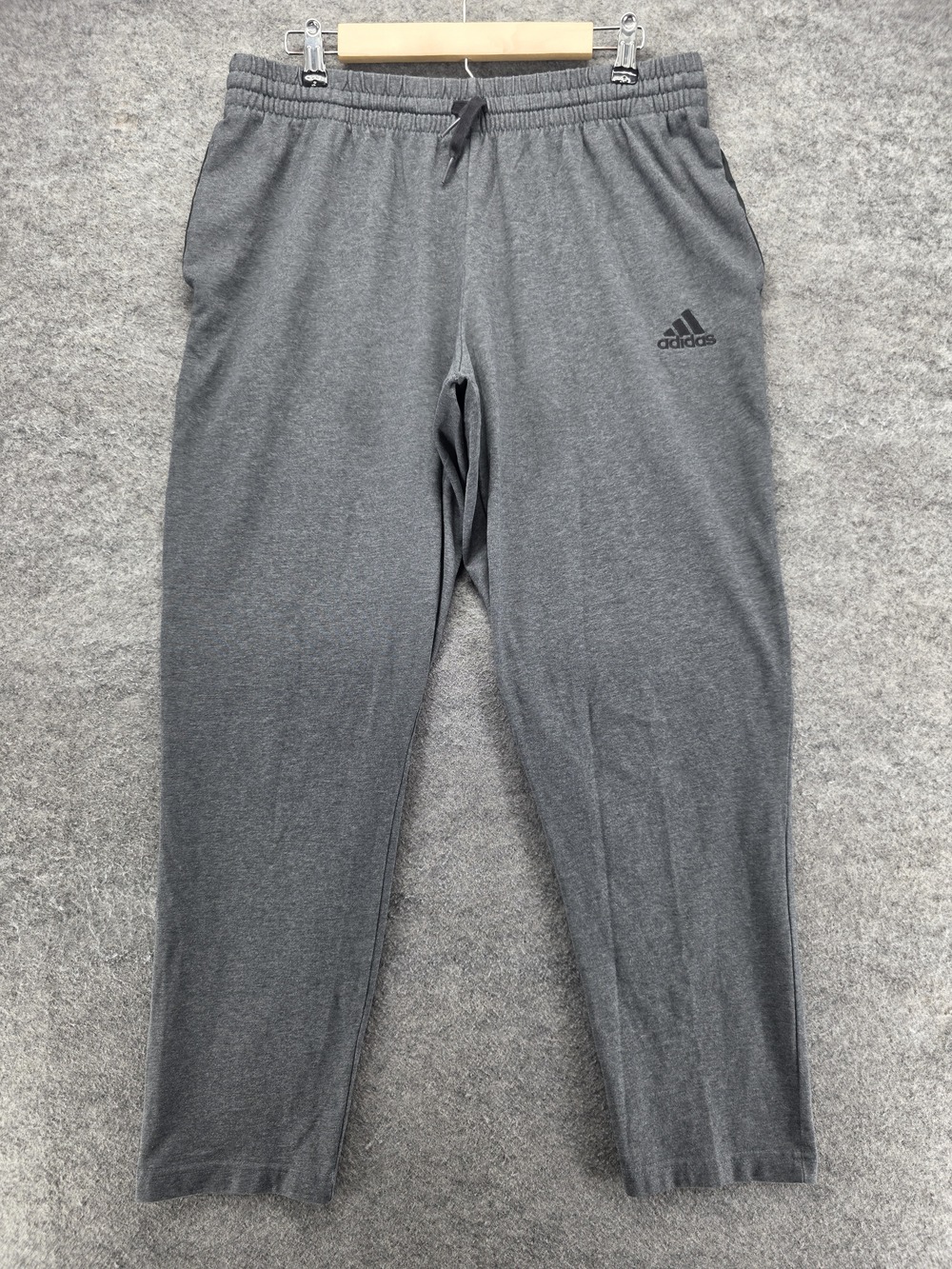 Adidas Pants Mens L Gray Sweatpants Fleece Elastic Waist Pockets Drawstring